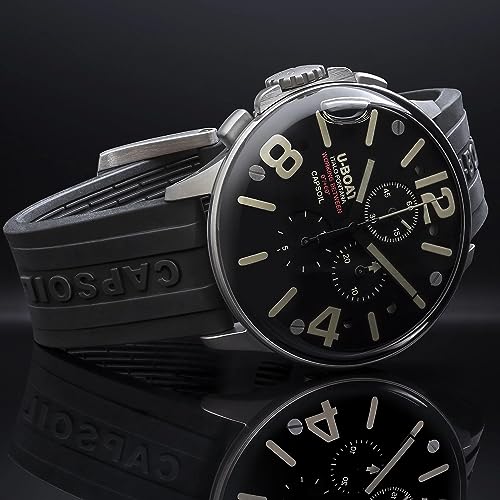 U-Boat Capsoil Chrono 8111C Mens Analog Swiss Quartz Watch With Rubber Bracelet 8111C, Black #TOP1