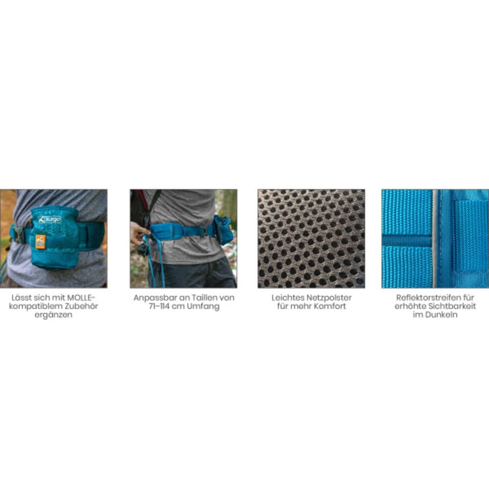 Kurgo RSG Aktiver Utility-Gürtel - Verstellbarer Abenteuer-Hundegürtel - MOLLE-kompatibel - Reflektierende Akzente - Leicht, Bequemer Sitz - Für Leinen, Zubehör & mehr - Freihändiges Spazieren Gehen