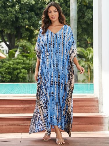Image of Kaftan Dresses for Women Plus Size Bathing Suit Cover up Caftan Maxi Beach Dresses
