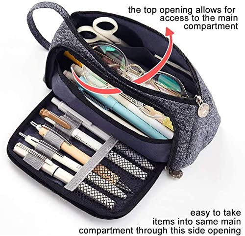 Image of Party Propz Black Pencil Pouch for Girls - 1 Pc Large Capacity Pencil Pouches for Stationary | Big Pencil Pouch for Girls | Multipurpose Pouch for Travel | Makeup Pouch | Travel Pouches for Women