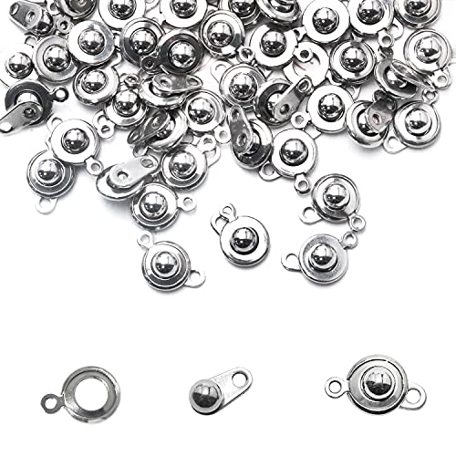 Itrolle Snap Clasp 20Sets 304 Stainless Steel Snap Button Clasps Ball And Socket Snap Clasps Jewelry Connector For Necklace Bracelet Jewelry Making Silver #TOP2
