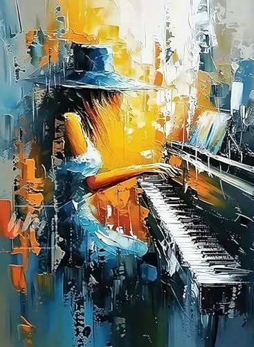 CSZPPQAF Paint by Numbers Kit - Woman Playing Piano 16x20