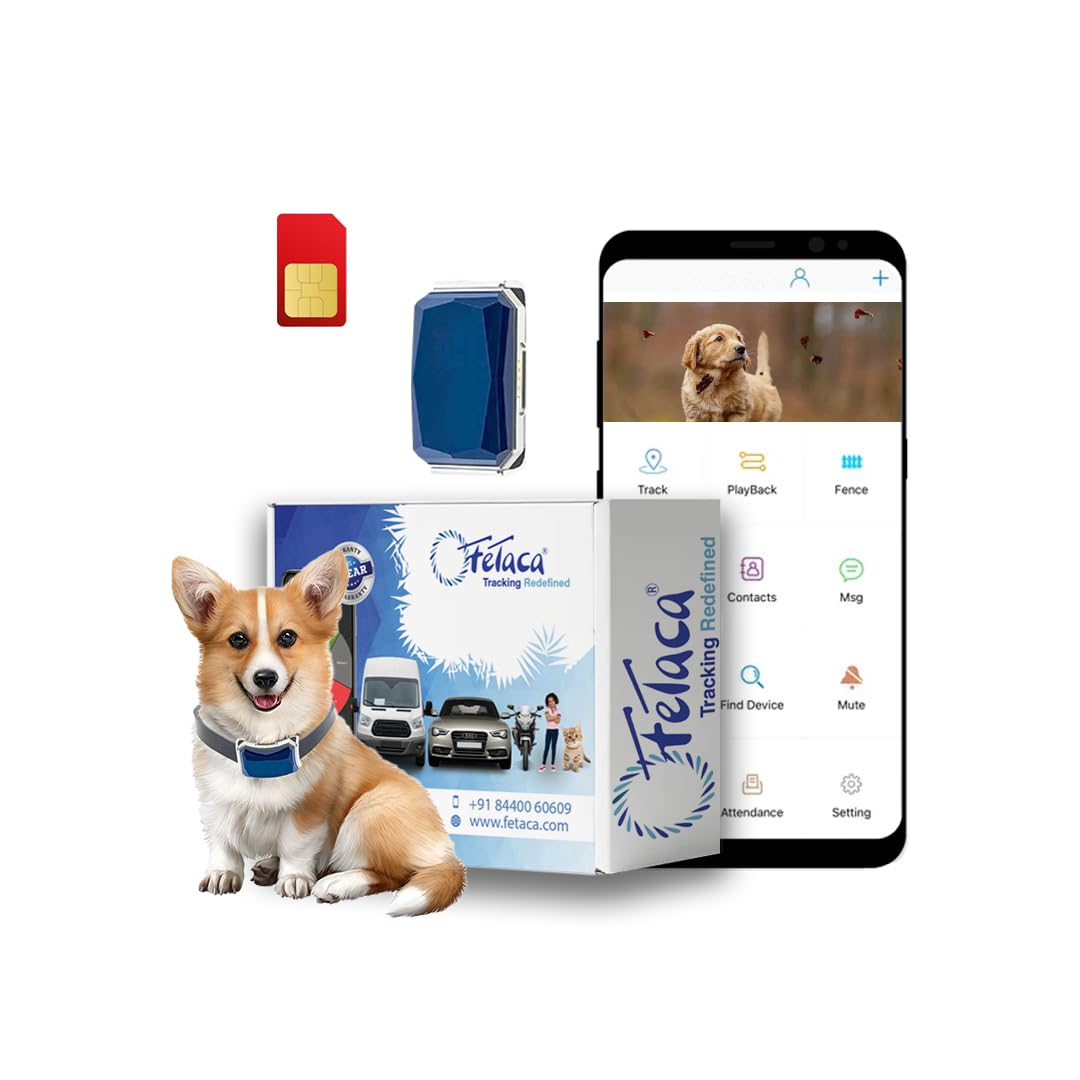 FETACA® GPS Tracker for Dogs with Real-Time Tracking, Geo-Fence Alerts - Compatible with Labrador, German Shepherds & More - Pet Safety Platform - Free 12 Month 4G Data SIM and Software Subscription