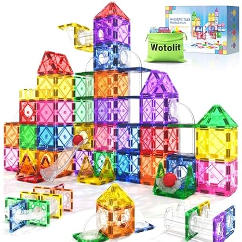 Magnetic Tiles Kids Toys STEM Magnet Toys for Toddler Magnetic Blocks Building Toys Preschool Learning Sensory Montessori Toys for 3+ Year Old Boys and Girls, Safe Creativity Toddler Kids Toys Cover