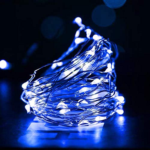 10 Pack Fairy Lights Battery Operated String Lights With 30 Micro Leds On 10Feet/3M Silver Copper Wire Starry String Light For Diy Party Christmas Costume Wedding Easter Table Decorations (Blue) #TOP2
