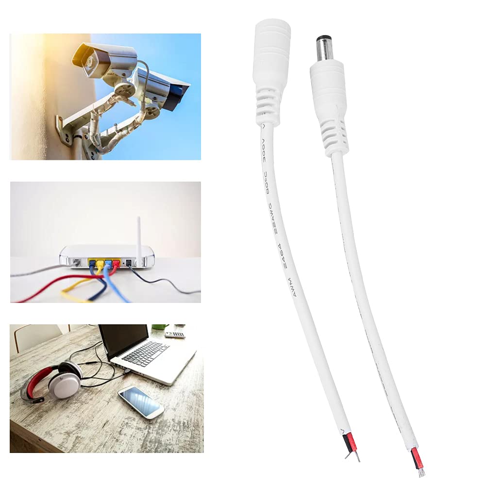 5 Coppie Di Connettori DC Jack 5.5x2.1 Mm Con Cavo - Pigtail Per LED, CCTV, Elettronica - Foto 6