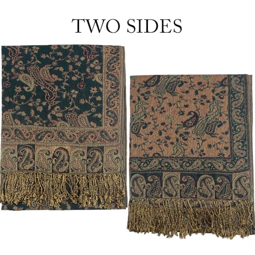 Faticinfa Women's Hijab Pashmina Shawls Wraps,Double-sided Paisley Vintage Scarf With Tassels4