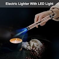 Vista 2 de ARECTECH Encendedor Eléctrico de Vela Recargable USB Encendedor Largo de Gill para Velas, Cocina, Camping, Barbacoas, Fuegos Artificiales, Oro