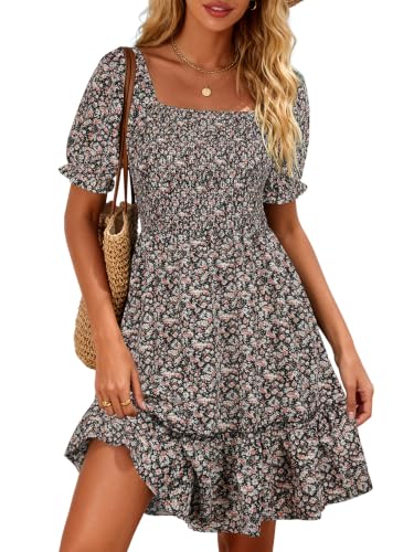 Image of Berydress Womens Summer Smocked Sun Dress Pockets 2026 Square Neck Dresses