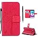 Produktbild Hancda Hülle für Samsung Galaxy J3 2016 / J3 2015 Hülle Leder Flip Case, Schutzhülle Ledertasche Handyhüllen Cover Magnet Geldbörse Handytasche für Samsung Galaxy J3 2016/J320,Hülle Rose Rot