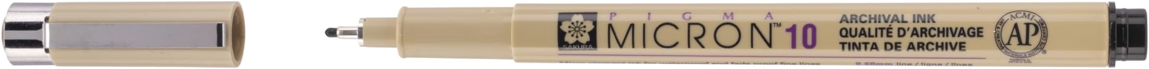 Sakura Pigma Micron Pen, .6mm, Black, 10