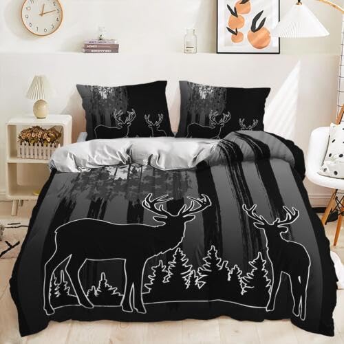 Housse de couette élan noir enfant 90x190 microfibre anti-plis et entretien facile