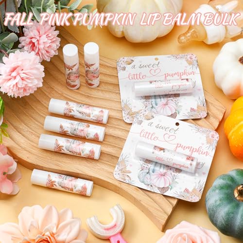 Image of 24 Pack Fall Lip Balm Favors, a Sweet Little Pumpkin Baby Shower Favors for Guests Autumn Thanksgiving Lip Balm Bulk Travel Size Lipstick Pumpkin Gender Reveal Supplies, Gift Basket Fillers