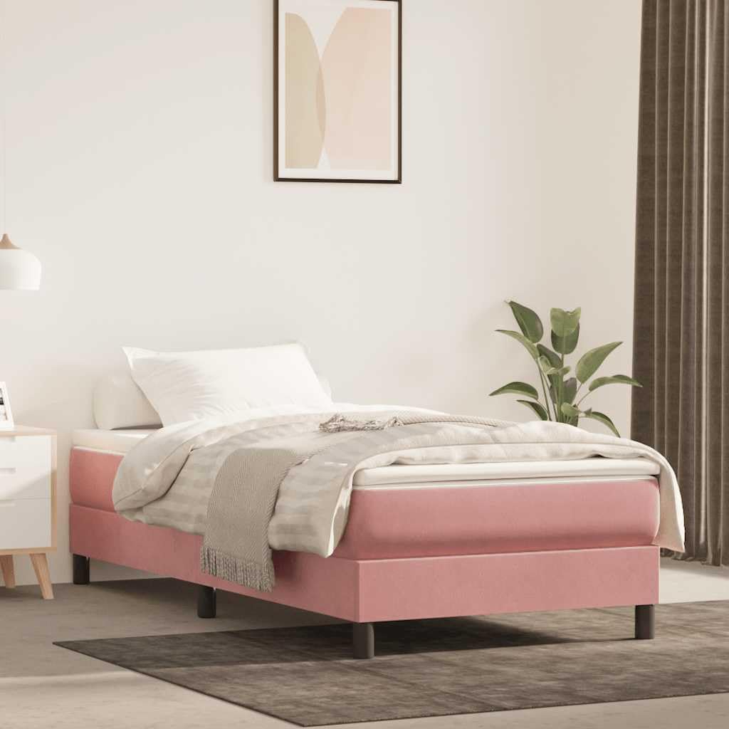 Materasso a molle insacchettate, medio, rosa, con rivestimento in velluto, 90 x 220 x 20 cm, traspirante, con anima in schiuma fredda, supporto elastico per la schiena e il comfort in camera