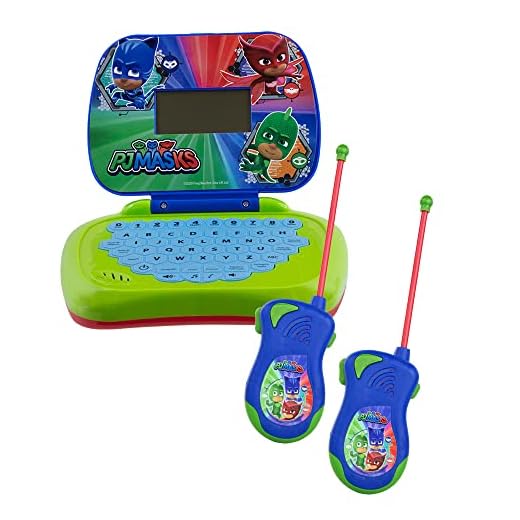 KIT Laptop - PJ Masks Bilíngue + Walkie Talkie PJ Masks Candide Azul
