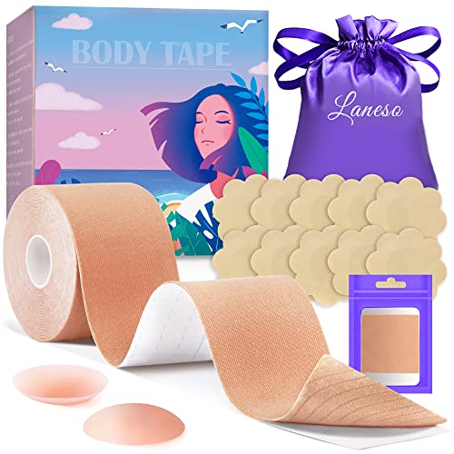 Laneso Boob Tape, 23 Feet Extra-Long Roll Boobytape, Bob Tape For Large Breast, Waterproof Kinesiology Recovery Tapes #TOP1