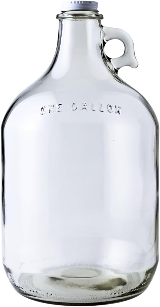 FastRack Home Brew Ohio Glass Water Jug Bottle Includes 38 mm Metal Screw Cap, 1 gallon Capacity