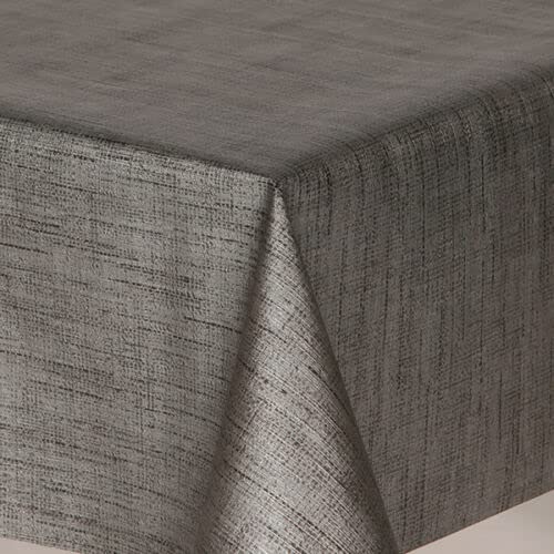 Designers247 Plain Metallic Black Textured Feel Striped Linen Look PVC Vinyl Plastic Table Cloth 200cm x 140cm (79" x 54" inches) Rectangle Oblong 6 Seater Size Table Water Resistant