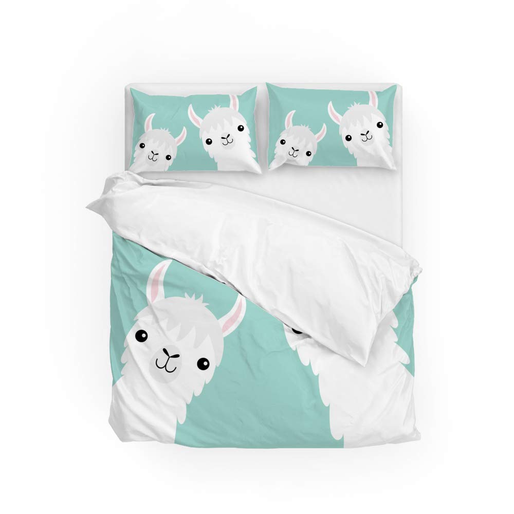 Housse de couette alpaga brothers parure de lit 3 pièces lit jumeau 1 place en tissu polyester