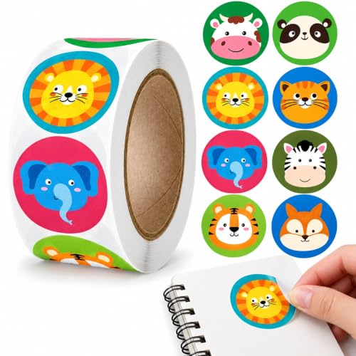Rollo Pegatinas animales Safari para niños, animal stickers, 1 Unidad