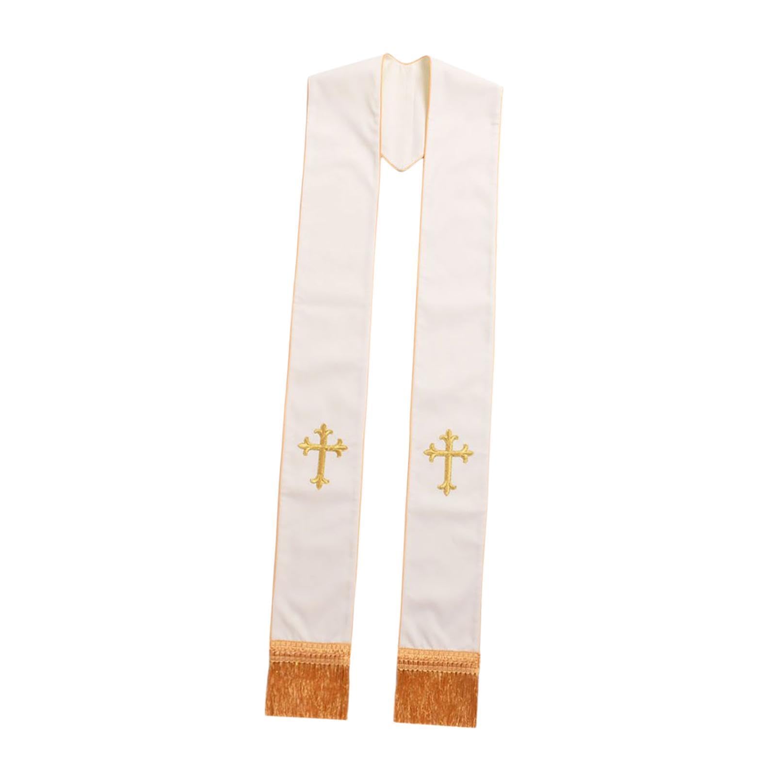 FABLOFT Clergy Mass Stole Pastor Wedding Stole for Graduation Party Supplies Wedding White1 Clergy Mass Stole Set Other UniCrafts & Work Clothing Other UniCrafts & Work Clothing-picture-38