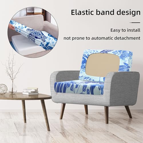 Image of 8Pcs Stretch Patio Cushion Covers,Outdoor Couch Covers Replacement,Outdoor Couch & Sofa Slipcovers,for Patio Furniture Cushion Covers,Washable Reusable Furniture Protector (Sea Turtle,Cover Only)