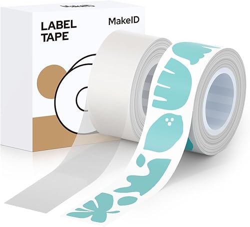 MakeID 2 cintas de etiquetas (0.63 pulgadas x 13 pies) compatibles con etiquetadoras Makeid L1 Q1 E1 repuestos impermeables laminadas personalizadas