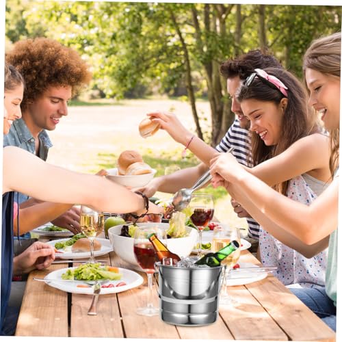 Cubo de hielo de acero inoxidable portátil para botellas de vino 5