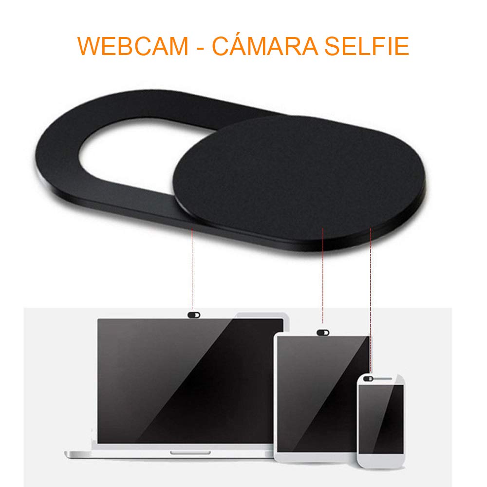 REY Webcam Cover Slider Ultra Sottile per Laptop PC Tablet Smartphone Nero (4 Pezzi)