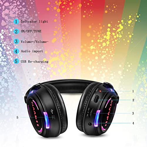 Ayvvpii 600609271681 Rechargeable Wireless Silent Disco Headphones Rf Led Flashing Light Headset 10Pcs Headphones Bundle And 1 Transmitter 500M Distance thumb #6