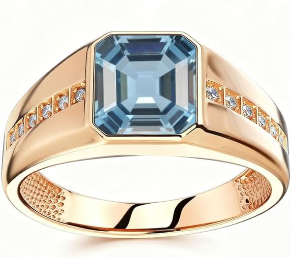10K 14K 18K Gold Men's 4 Carat Gemstone Engagement Ring Asscher Cut Gemstone Wedding Pinky Ring for Men Size 3-16 - Image 2