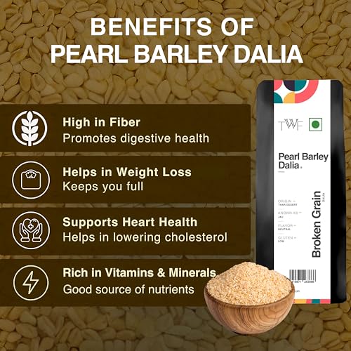 Image of TWF Pearl Barley Dalia | 2 Kg | Jau Dalia (Porridge) | Stone-Ground from Pearl Barley | From Rajasthan's Drylands for Better Nutrition & Texture | Ideal for Upma, Khichdi & Weight-Watchers | Cook in 15 Minutes like Rice