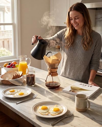 AGOGO Juego de Cafetera de Vertido de Vidrio con 50 piezas de Papel de Filtro - para Hogar, Oficina, Campamento, Cafeterías - Juego de Gotero de Café Fácil de Limpiar (Trapo y Cepillo Incluidos)(10