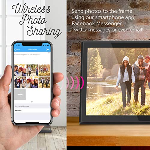 Aluratek 17.5" Wifi Digital Picture Frame, Touchscreen Ips Lcd Digital Picture Frame, 16Gb, Wireless Photo Sharing, Stylish Black Frame, Easy Setup #TOP4
