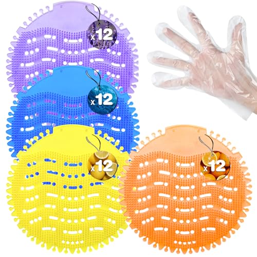 LINSIRON 48 Pack Urinal Deodorizer Screen with 100 Gloves Odor Protection
