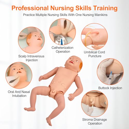 Image of Infant Patient Care Manikin - Premium Medical Model for Intubation, Gastric Lavage, Enema, & Catheterization Training Multifunctional Infant Human Simulator for Student /EMT Education