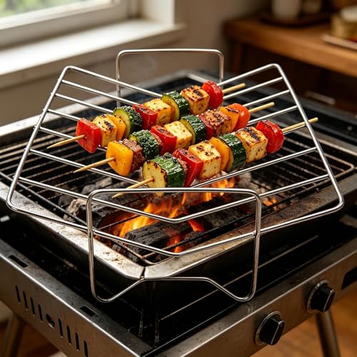Soporte para Costillas de Barbacoa que Optimiza Espacio en Parrillas Pequeñas 3