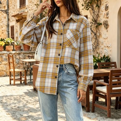 Plaid Tops for Women Gingham Button Down Casual Lightweight Shirt - image 4