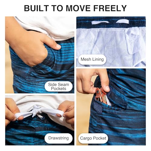 Image of Kanu Surf Boys' Dominica Floral Quick Dry Beach Board Shorts Swim Trunk