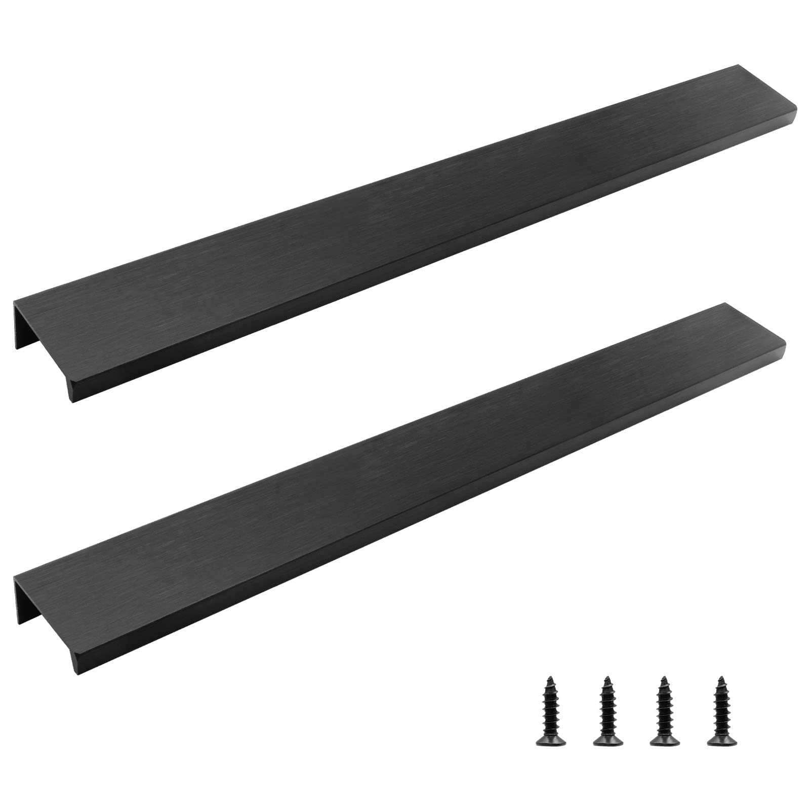 Waziaqoc 10PCS Brushed Black Finger Edge Pulls, Back Mount Tab Pull Hidden Pull Handle for Cabinet Closet Drawer Dresser - 10" (256mm) Hole Center to Center