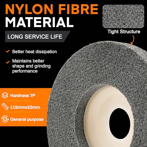 5 Pack 4 1/2 inch Nylon Fiber Polishing Wheel Sanding Abrasive Disc Buffing Wheels for Angle Grinders, Stainless Steel, Aluminum, Metal, Wood