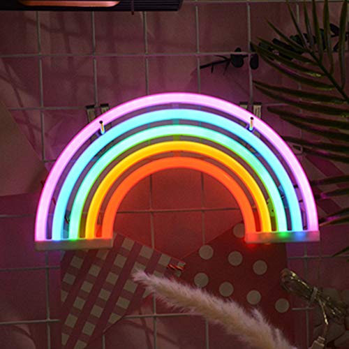 Image of 5V White Love LED Neon Sign Christmas Wedding Party Decoration Wall Lamp USB Powered Children Bedroom Night Light (Rainbow)