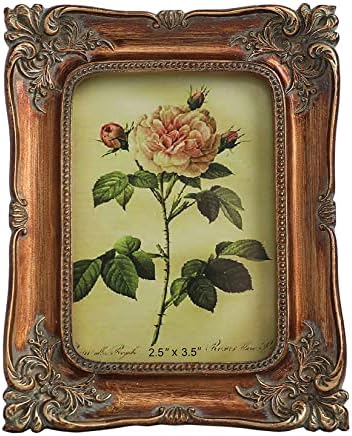 VINLIFE Vintage Picture Frames 2.5 x 3.5 Wallet Size Picture Frames Ornate Picture Frames Mini Picture Frame Set Small Antique Picture Frames 2.5 x 3.5 Embossed Floral TableTop Wall Art Frame,Bronze