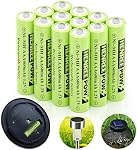 Henreepow AAA Batterie rechargeable, 1.2v Piles solaires Ni-MH, faible autodécharge, batterie préchargée triple A pour les feux de trajectoire solaire, lumières solaires extérieures (600mAh -12pack)