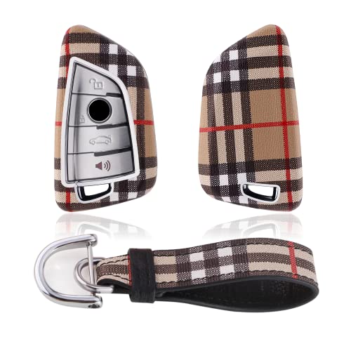 Coque pour clé BMW motif carreaux idéale au bureau comme en voyage