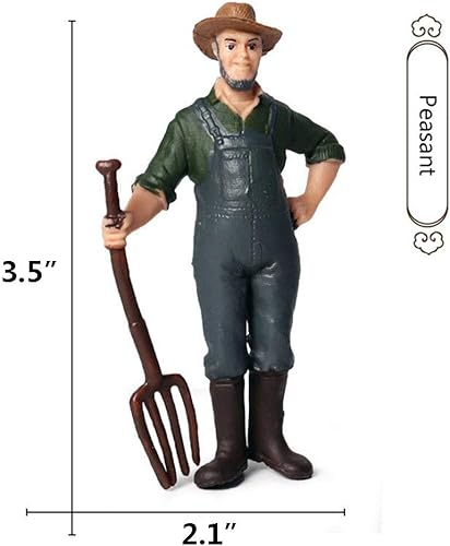 Miniatura 2 de KEYUM 5 figuras de granjero, pintadas a mano, juguetes realistas para niños y niños pequeños