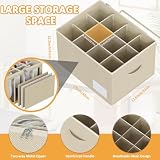 WANGIRL Organisateur Chaussures, Convient à 12 Paires, Grande Boite Rangement Chaussures Placard, Support Inférieur et Poignées Renforcées - Beige - 2