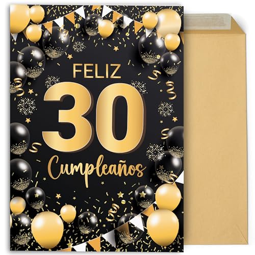 CONTRAXT Tarjeta regalo felicitación de Cumpleaños 30 Años. Detalle regalo postal original grande 42x30 cm abierta felicitaciones feliz cumpleaños familia amigos compañeros (30 Años)