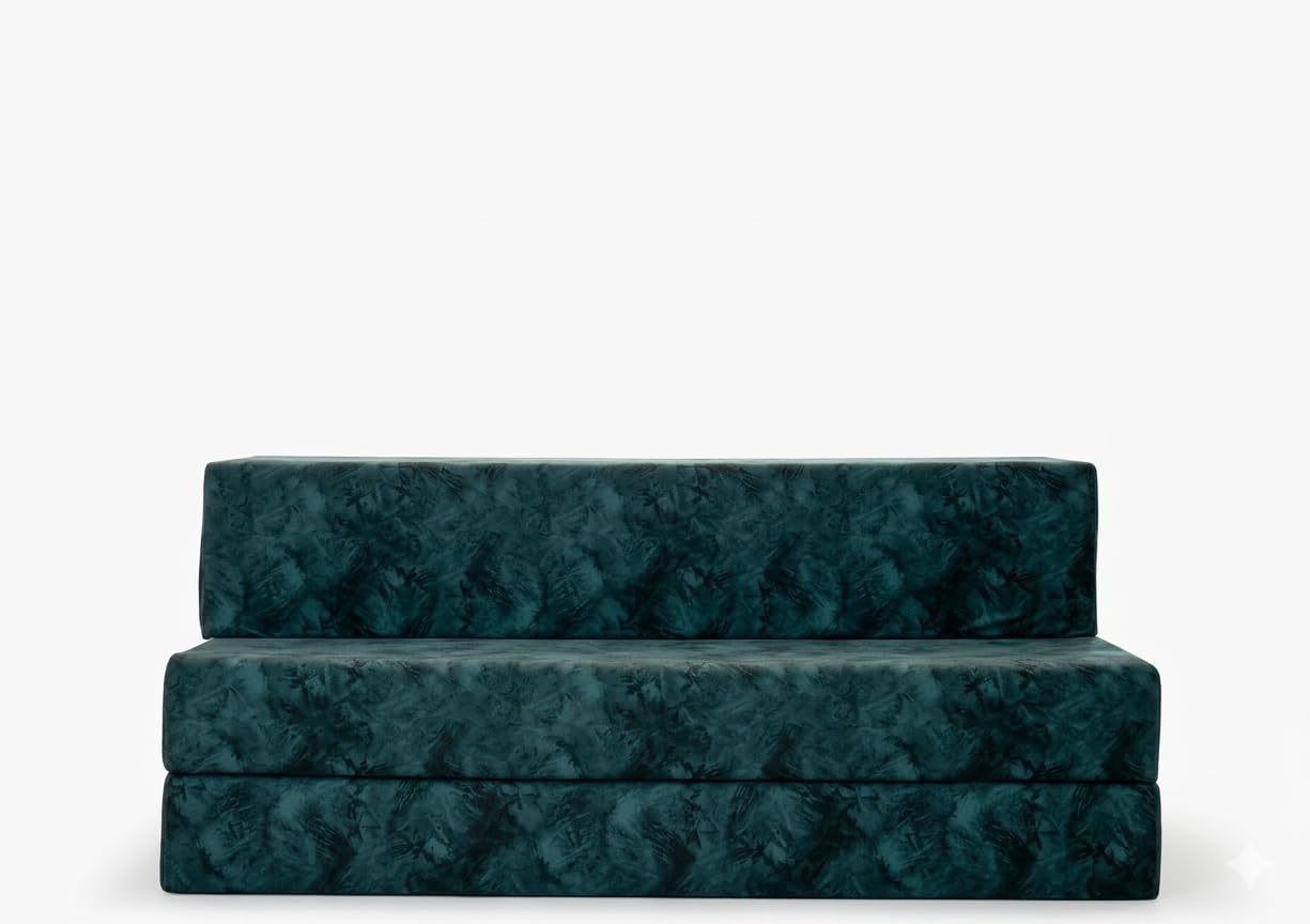 NNUS Green 3 Seater Fold Out Sofa Cum Bed | Lightweight, Comfortable & Washable Cover | 72x60-image-2