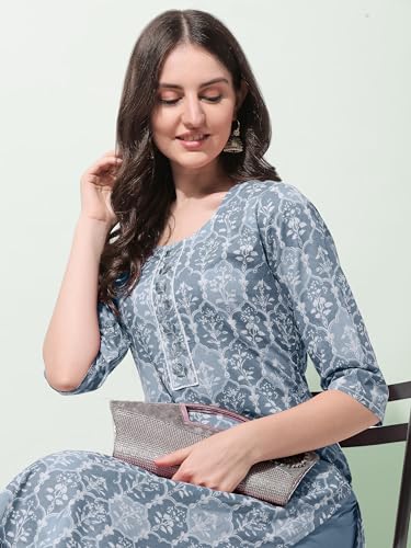 Image of MIRCHI FASHION Women's Straight Fit Paisley Printed And Embellished Kurta Set with Dupatta and Trouser